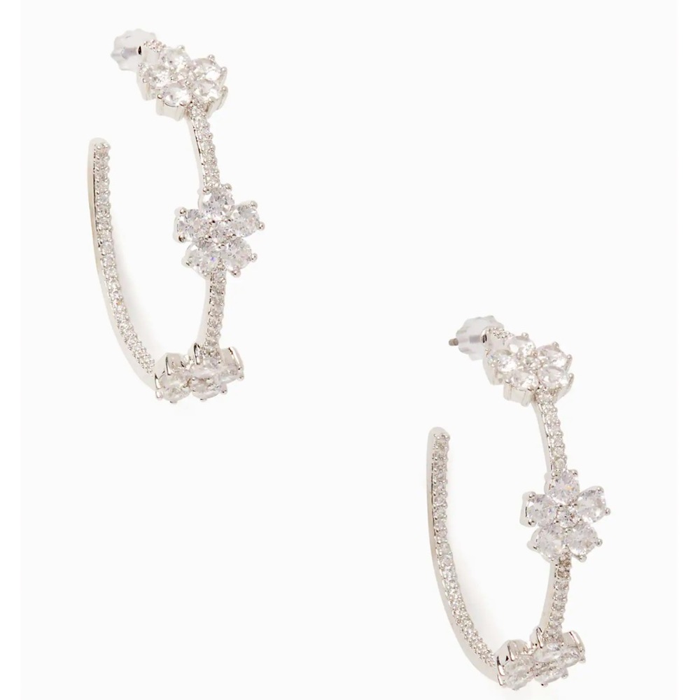 New Kate Spade GLEAMING GARDENIA FLOWER HOOPS - Picture 4 of 16